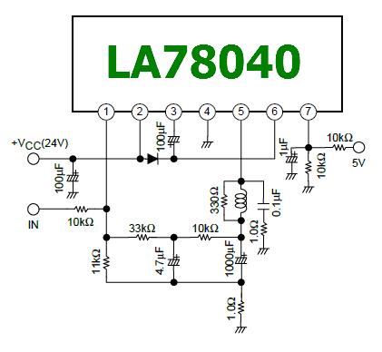 LA78040 Pinout - TV, CRT Display Vertical Output IC - Sanyo