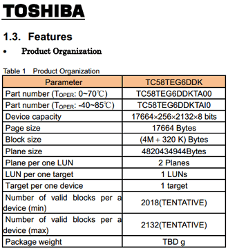 TC58TEG6DDKTA00 features