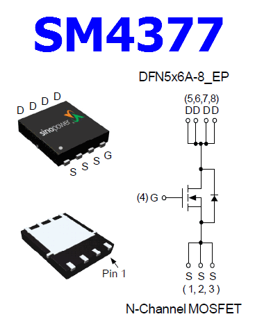 MOSFET SM4377 Datasheet - 30V, 50A, SinoPower ( PDF )