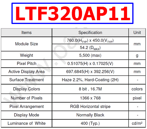 LTF320AP11 datasheet