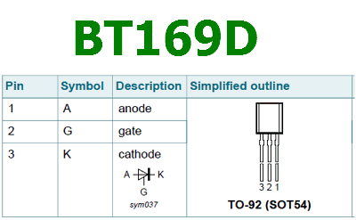 BT169D pinout transistor