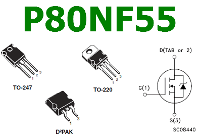 P80NF55 pinout mosfet