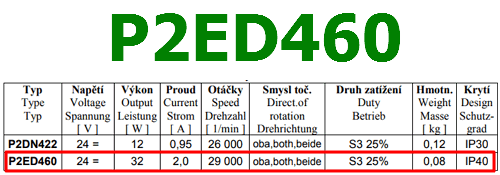 P2ED460 motor