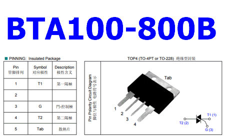 BTA100-800B pinout