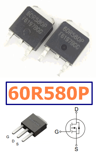 60R580P pinout transistor