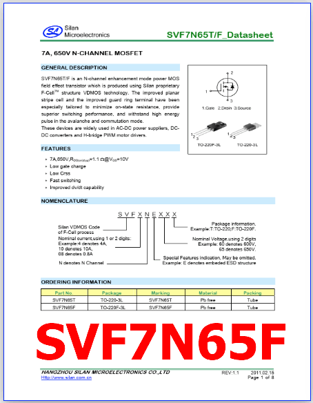 SVF7N65F pdf datasheet