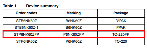 P6NK60ZFP replacement mosfet
