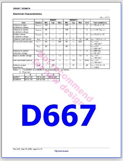 D667 pdf transistor