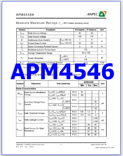 APM4546 pdf datasheet