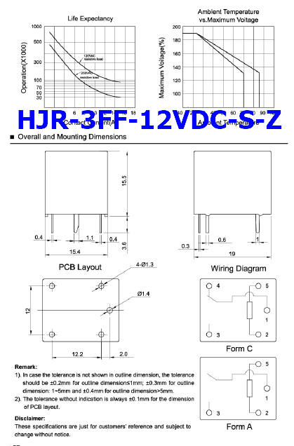 HJR-3FF-12VDC-S-Z pinout datasheet