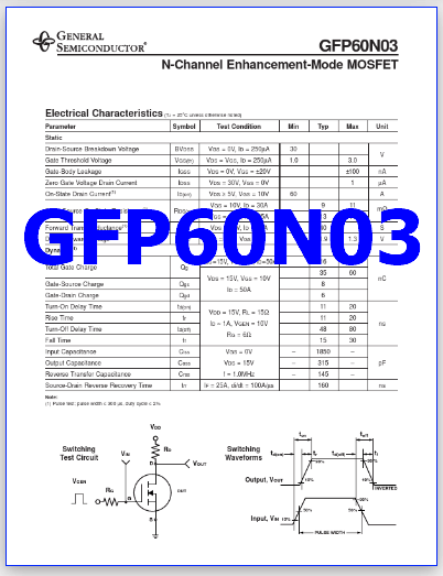 GFP60N03 datasheet mosfet