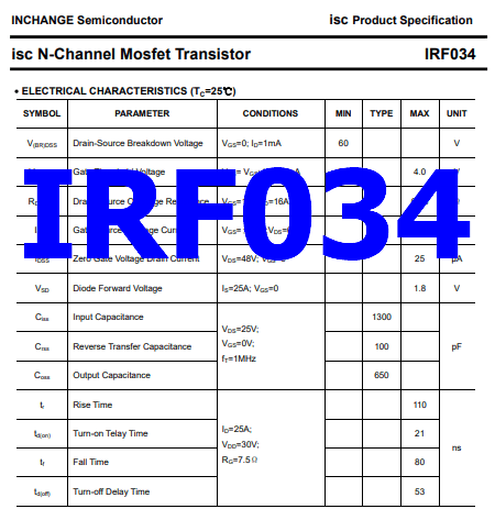 IRF034 datasheet