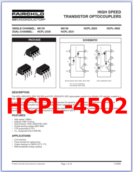 HCPL-4502 pdf pinout