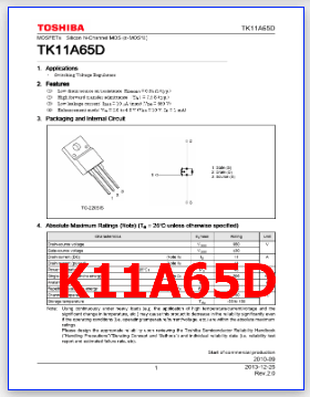 TK11A65D pinout datasheet
