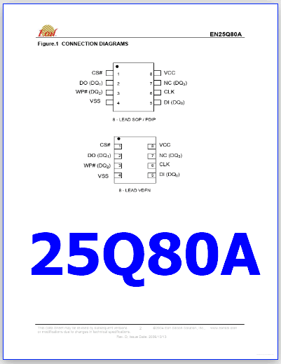 25Q80A datasheet pinout