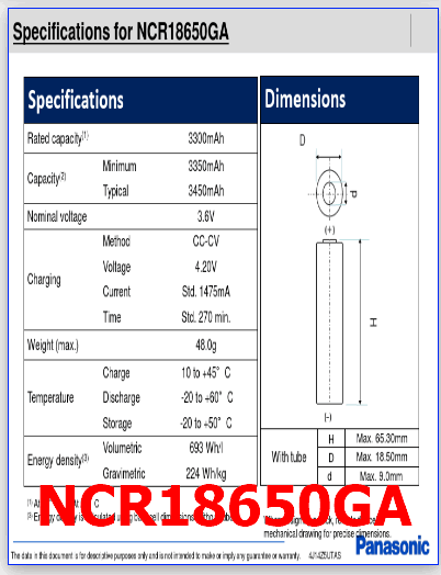 NCR18650GA pdf