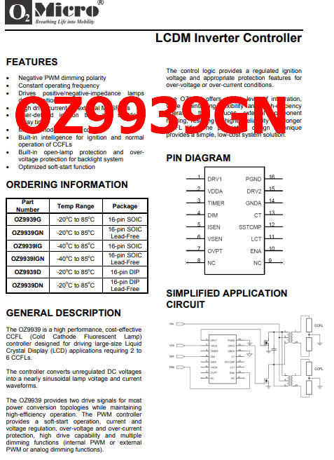 OZ9939GN pdf controller