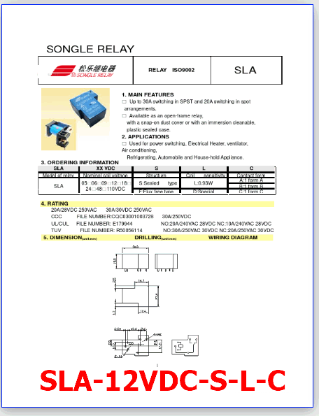 SLA-12VDC-S-L-C relay pinout