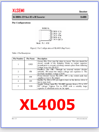 XL4005 pinout datasheet