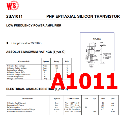 A1011 pdf datasheet