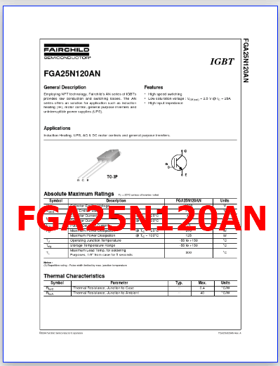 FGA25N120AN pinout datasheet