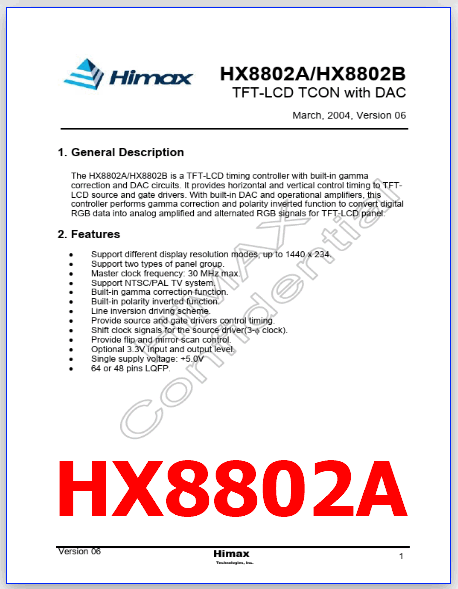 HX8802A pdf datasheet