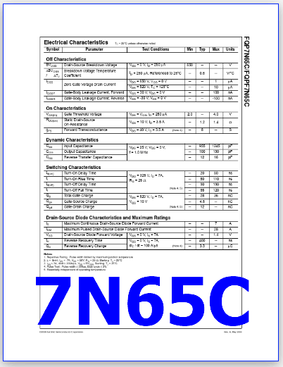 7N65C datasheet fairchild