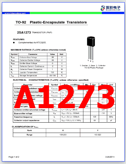 A1273 pinout datasheet