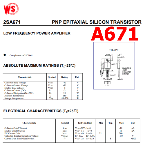 A671 datasheet pdf