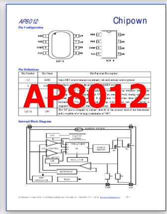 AP8012 Datasheet - OFF LINE SMPS PRIMARY SWITCHE