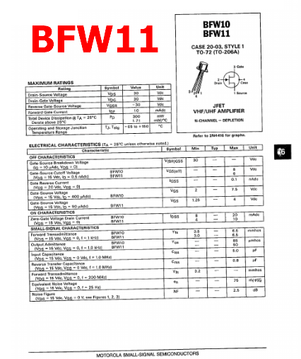 BFW11 pinout datasheet