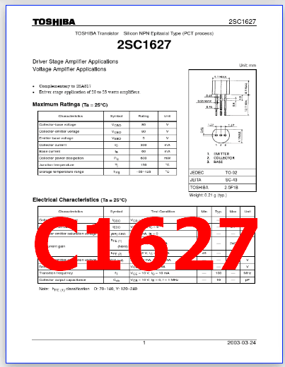 C1627 pdf transistor