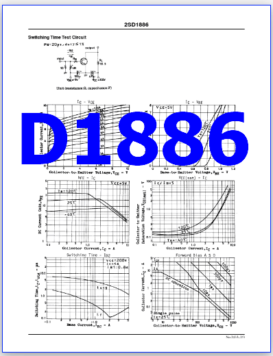 D1886 PDF Datasheet - 800V, 8A, NPN Transistor, TO-3PML