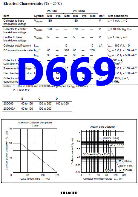 D669 pdf transistor