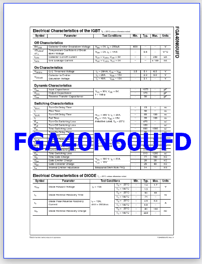 FGA40N60UFD pdf igbt
