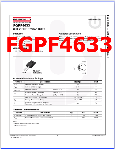FGPF4633 pdf pinout