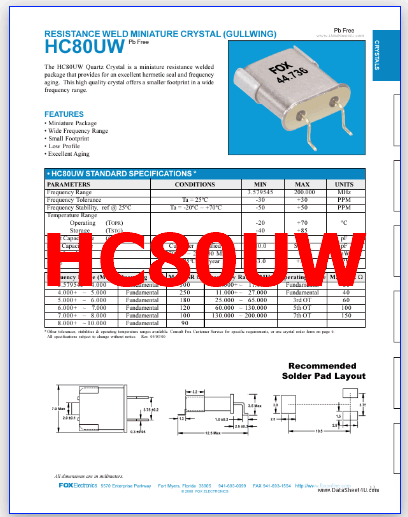 HC80UW pdf crystal