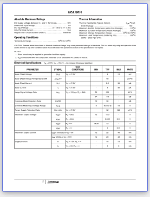 HCA10014 datasheet pinout