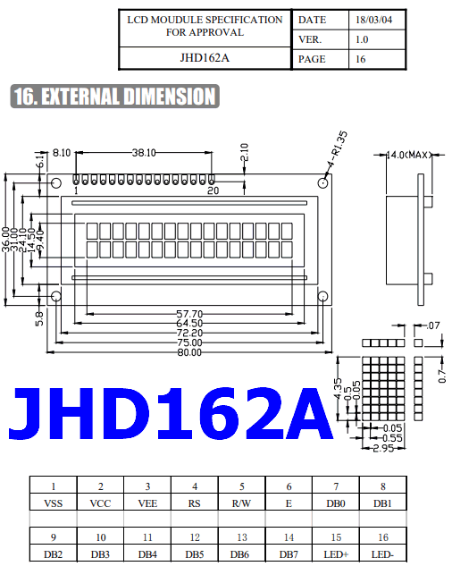 JHD162A datasheet