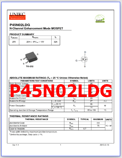 P45N02LDG pdf pinout