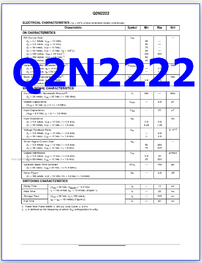 Q2N2222 datasheet transistor