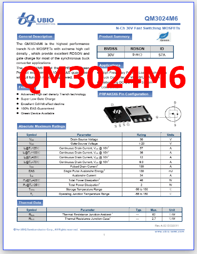 QM3024M6 pdf pinout