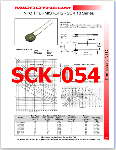 SCK-054 pdf datasheet Thermistor