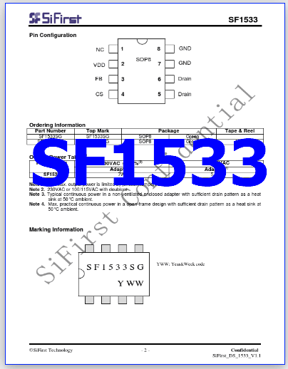 SF1533 pinout datasheet