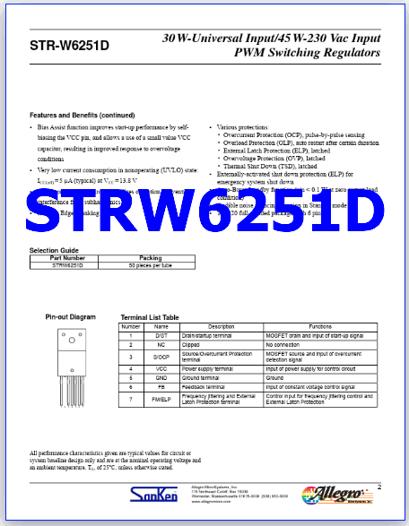 STRW6251D datasheet pinout