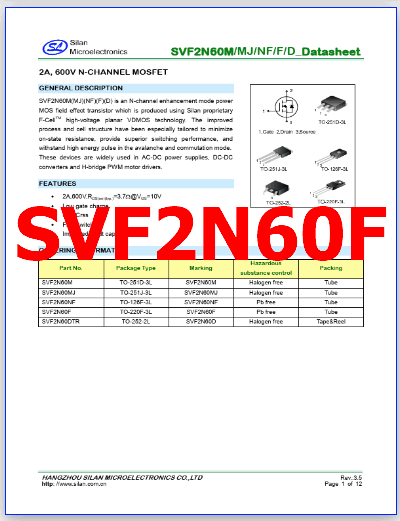 SVF2N60F pdf pinout