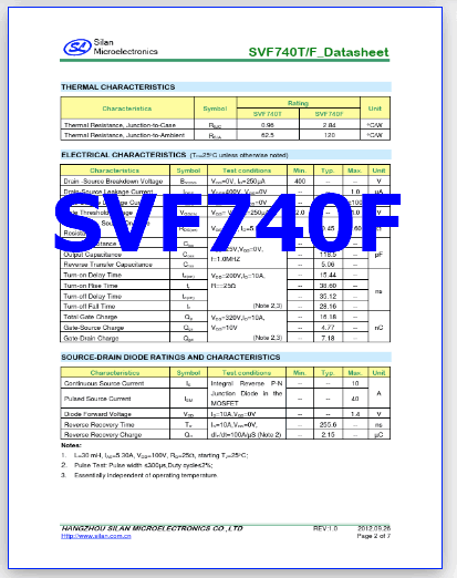 SVF740F datasheet mosfet