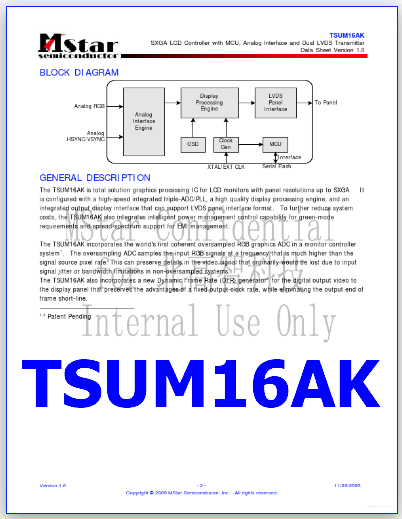 TSUM16AK datasheet mstar