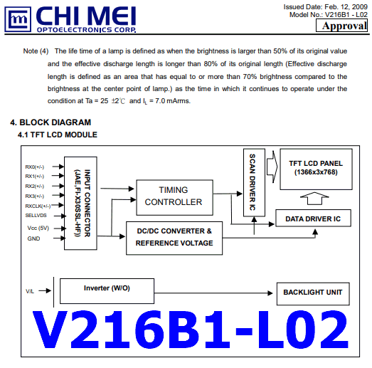 V216B1-L02 datasheet tft