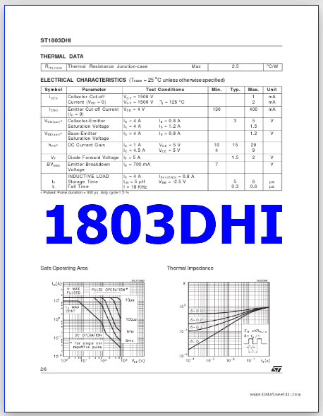 1803DHI pdf transistor